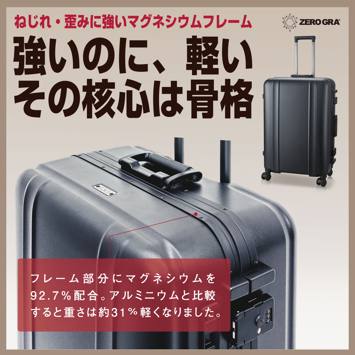 マグネシウムフレームスーツケース