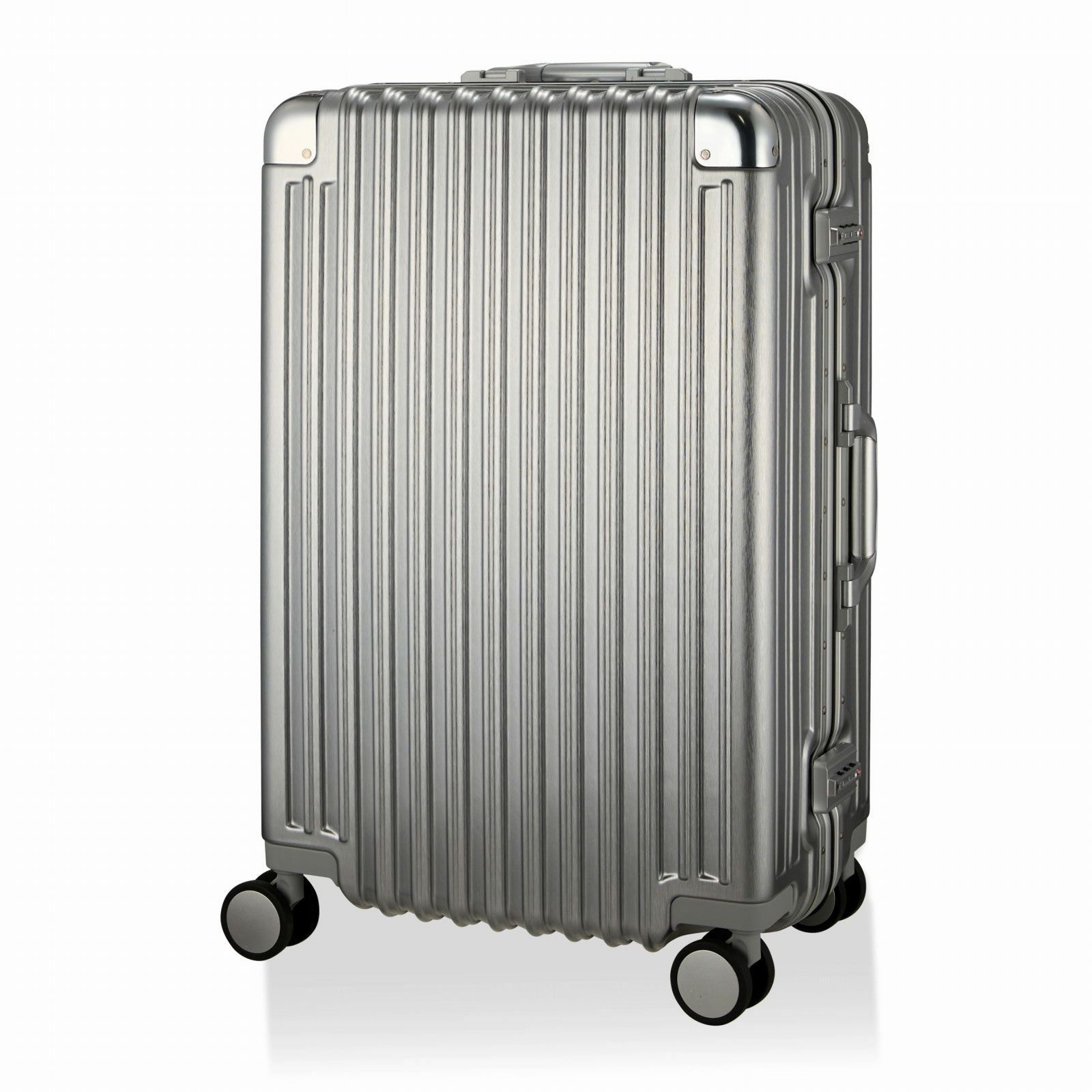 シルバーキャリーケース Mサイズ60L スーツケース5~7泊66×43×25cm スーツケース Mサイズ 66L アルミ調 TRIDENT TRI1030-60 | シフレ