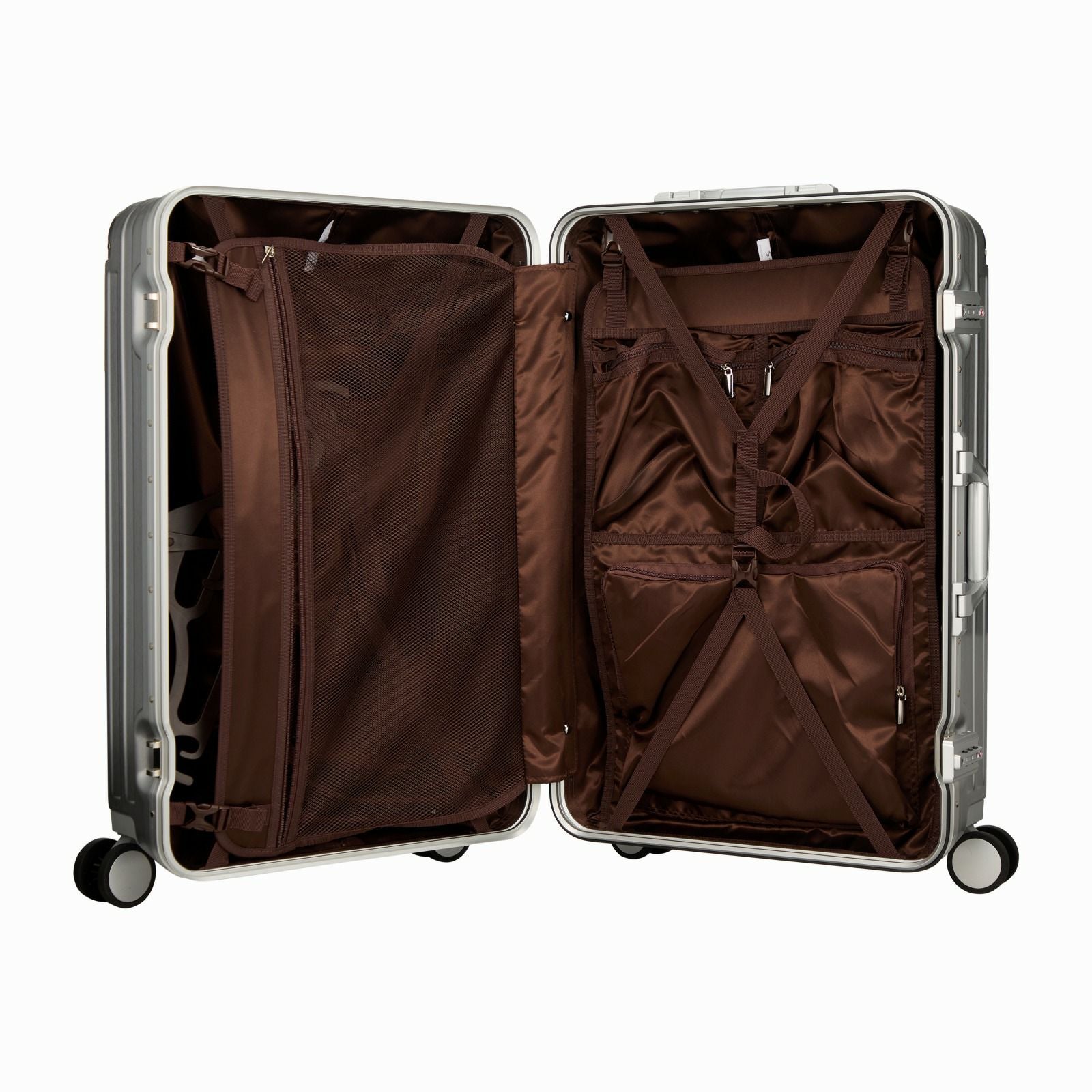 シルバーキャリーケース Mサイズ60L スーツケース5~7泊66×43×25cm 楽天市場】アルミ調 大型 スーツケース MLサイズ 66L 4日〜6日 シフレ