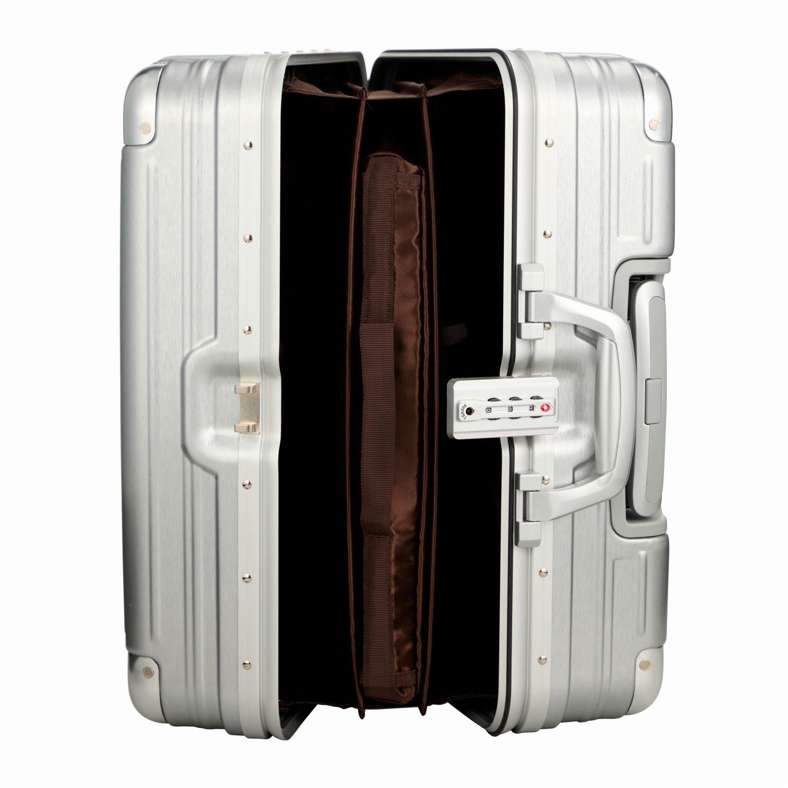 スーツケース 横型 機内持ち込み Sサイズ 27L アルミ調 TRIDENT