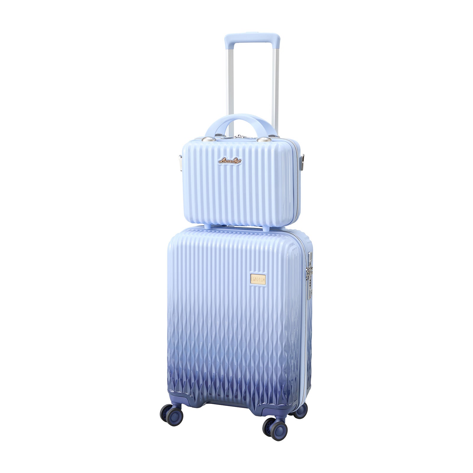 （美品）LUNALUX グラデーションブルー キャリーケース　ミニトランク付き 楽天市場】全商品P11倍実施中！ LUNALUX スーツケース Mサイズ ミニ