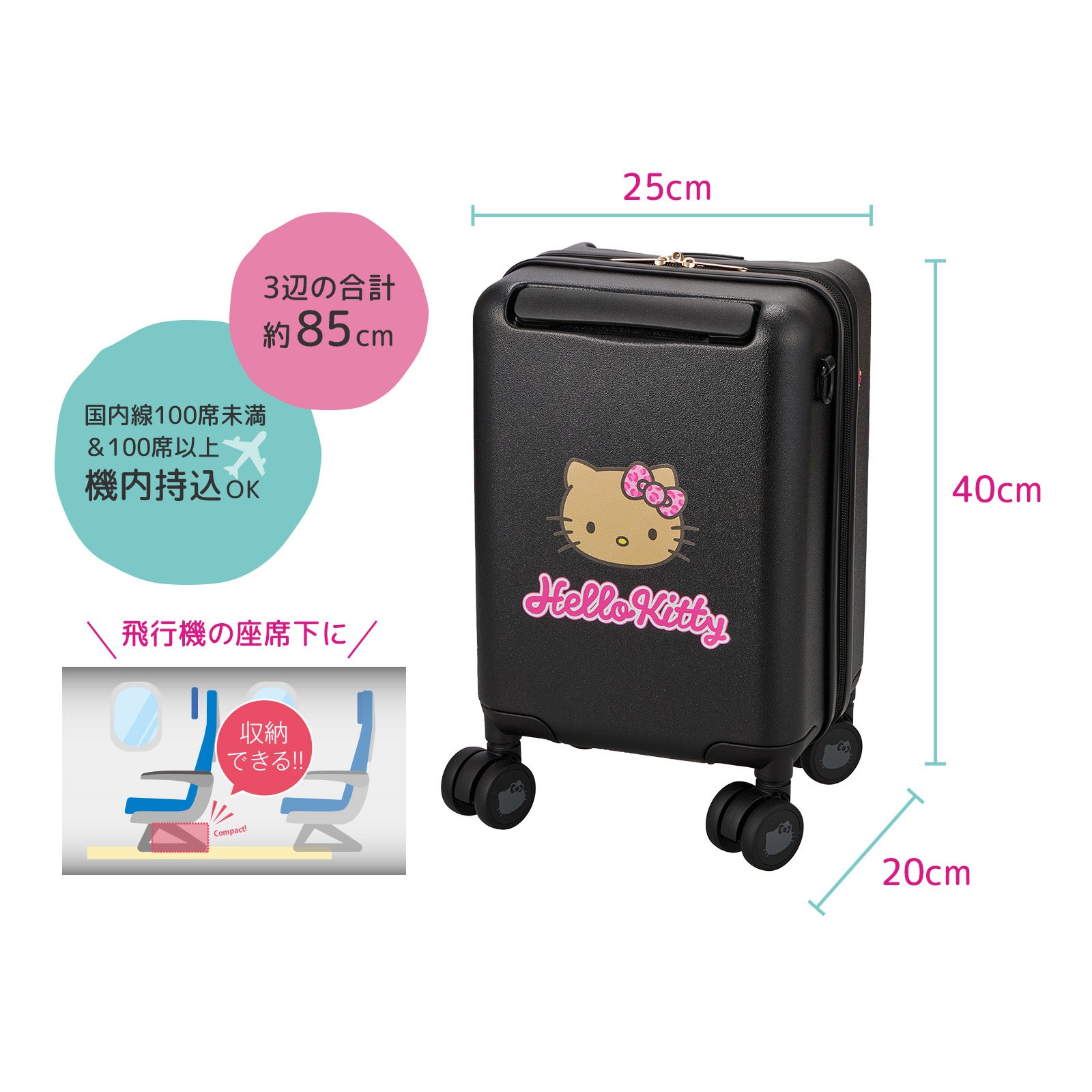 プチキャリー スーツケース 12L ジッパータイプ 日焼け ハローキティ